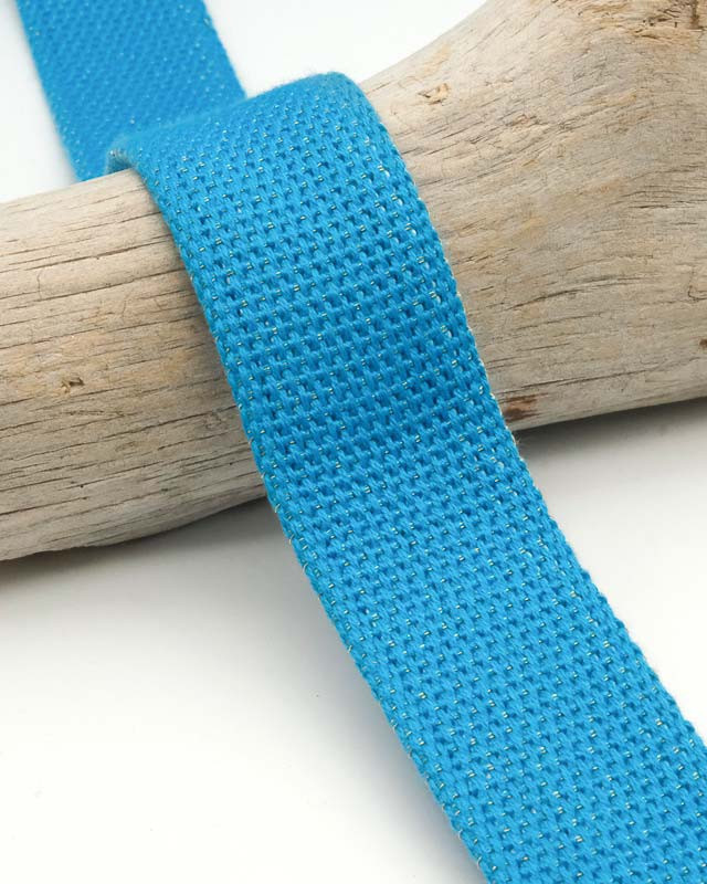 Sangle Coton Lurex Or 30MM bleu
